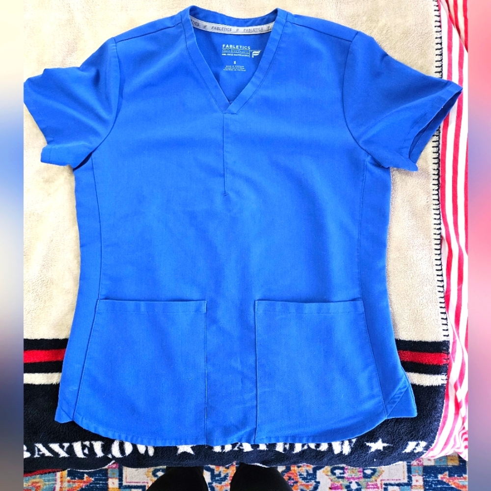 Fabletics Royal Blue V-Neck Scrub Top
